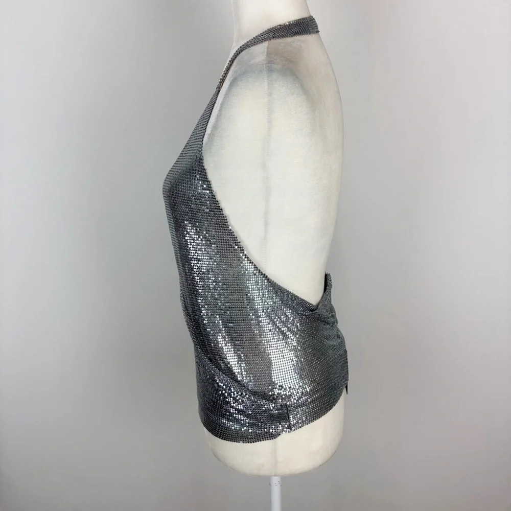 NBD Kimmy Halter Top in Silver Size S